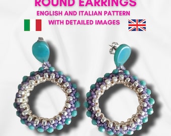 Round Earrings Tutorial  - PDF PATTERN (ENGLISH or Italian available)
