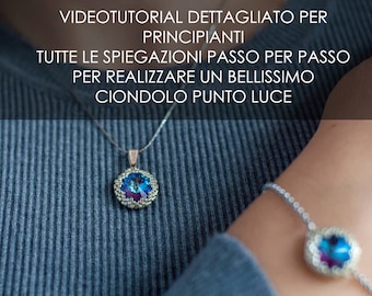 Videotutorial dettagliato in Italiano per imparare a incastonare un cristallo Swarovski da 14mm e creare un ciondolo punto luce