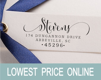 Return Address Stamp Personalized Family Name Custom Address Calligraphy Stamp Rubber Stamp Self Inking Stamp RE442