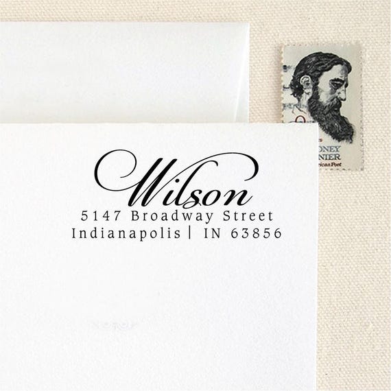 Personalized Custom Name Returned Address Wedding Gift Thank You Card Handle Mounted Rubber Stamp OR Pre-inked Stamp RE729
