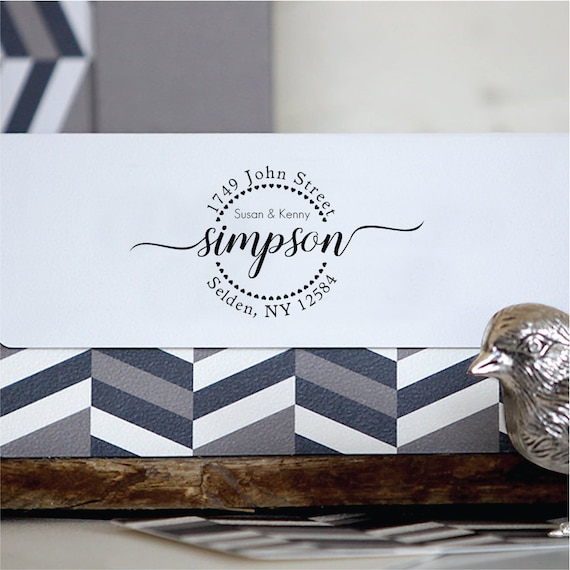 Personalized Custom Name Returned Address Wedding Gift Thank You Card Handle Mounted Rubber Stamp OR Pre-inked Stamp RE729
