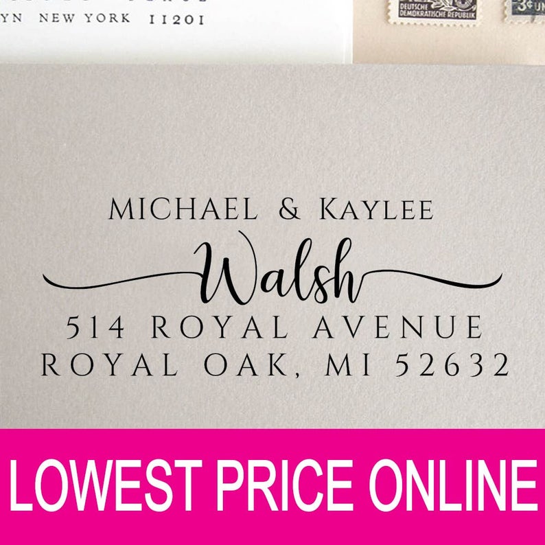 Personalized Custom Made Handle Mounted Rubber Stamp Return Address Wedding r74
