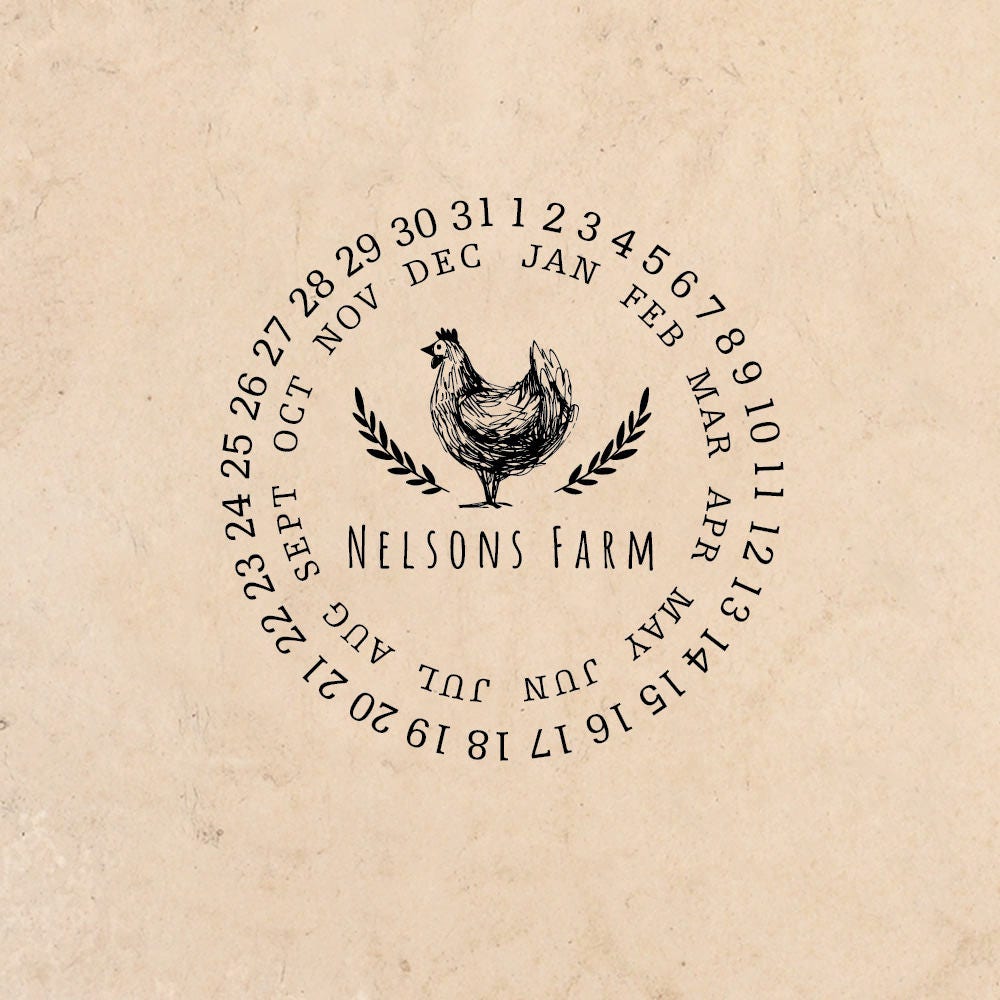 Personalized Rubber Egg Stamp Hen 1/2 Impression Size Personalized Rubber Egg Stamp Hen 1/2 Impression Size