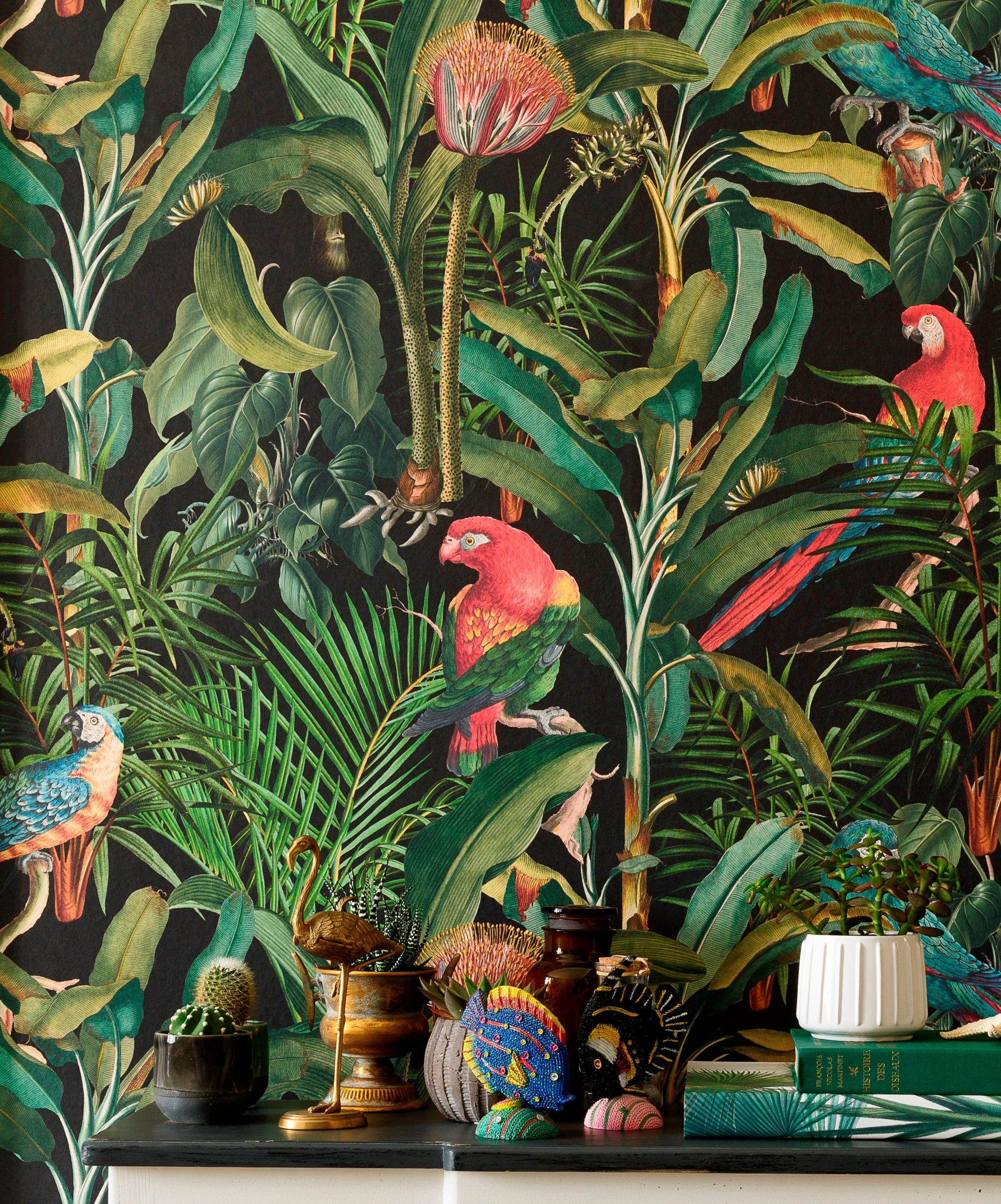 Pink Flamingos in Tropical Jungle Wallpaper for Rooms  lifencolors