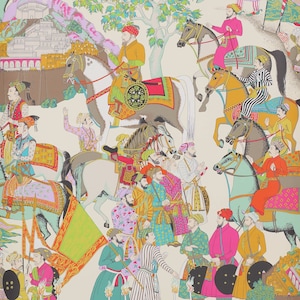 Maharajas horsemen riders - Cowtan & Tout Manuel Canovas Paris Dara wallpaper - Mughal Mogul Empire - Indian equestrian scenic wallpaper