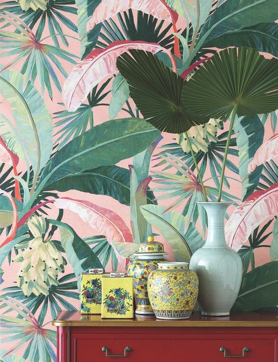 La Palma Wallpaper Wallcovering Feature Wall Tropical Etsy