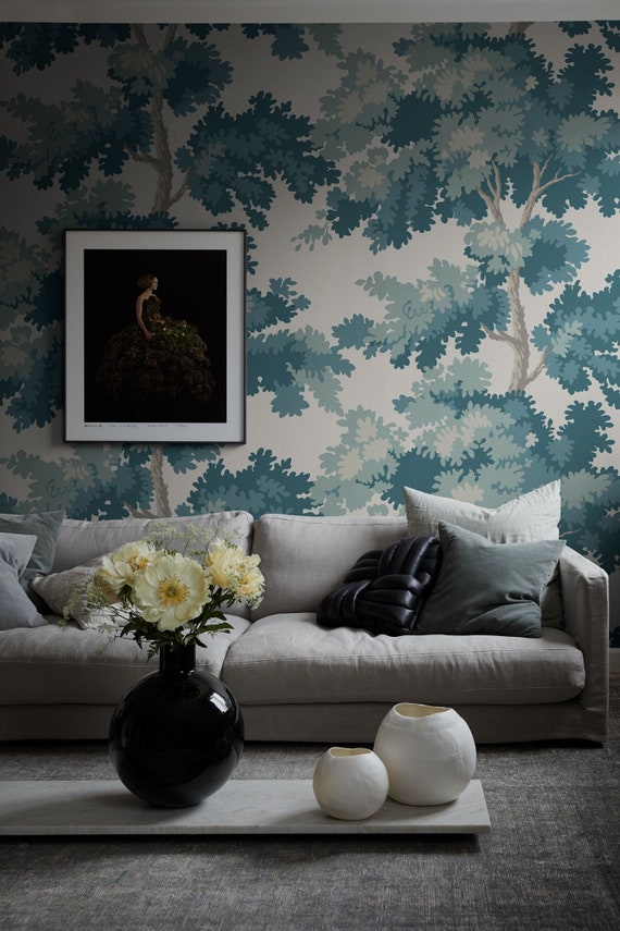 Large Scale Mural Forest Wallpaper Scalamandre Sandberg Etsy