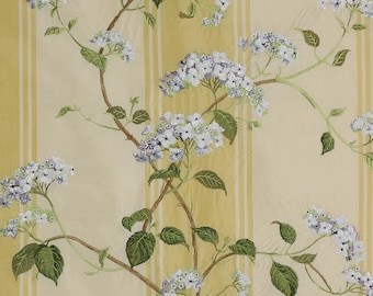 5 yards Colefax & Fowler - Summerby embroidered silk fabric - blue hydrangea embroidery embroidered floral luxury silk fabric (by the yard)
