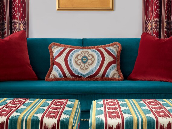 Zimmer Rohde Travers Ikat Velvet Fabric Available By The Yard Middle Eastern Exotic Colorful Ethnic Cut And Uncut Epingle Epingle Velvet