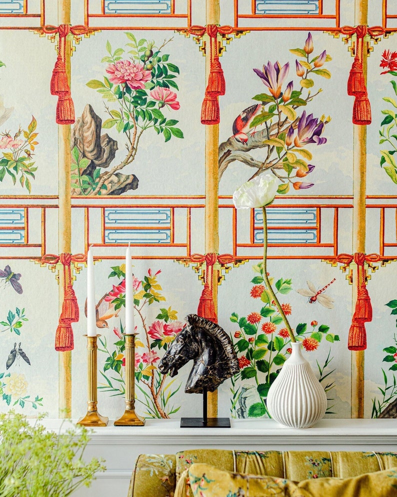 Chinoiserie Designer Wallpaper / Wallcovering Mural Feature | Etsy