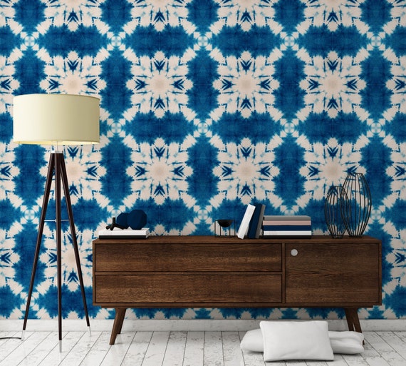 Japanese Shibori Wallpaper Panel Feature Wall Ethnic | Etsy