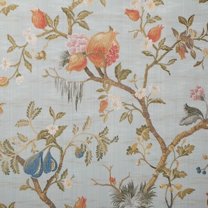 5 oder 10 Yards - Scalamandre Melograno Sky Blue luxuriöser italienischer Lampas-Stoff (auch als Massenware erhältlich) - High-End-Designerstoff