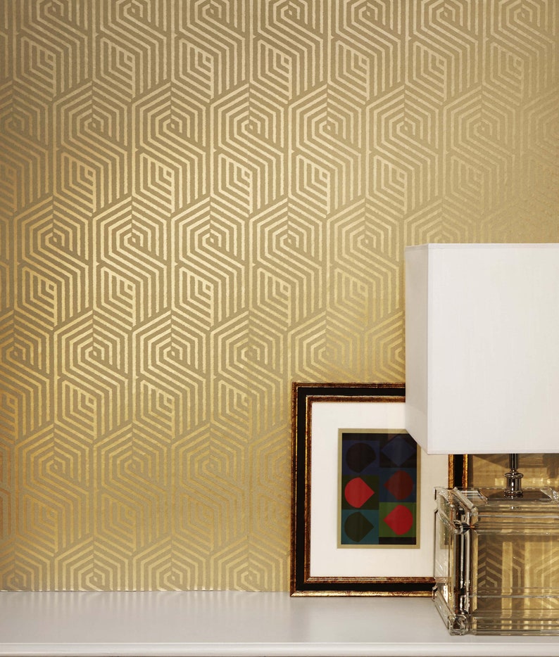 Gold Art Deco wallpaper/ wallcovering French Designer Etsy