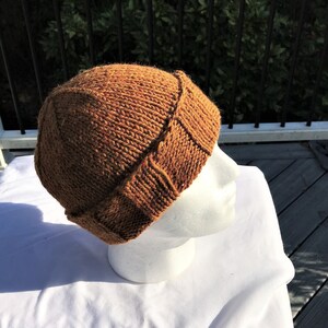 Hat Hand Knit Men's DOUBLE BRIM Brown Bulky Alpaca & Wool Beanie Watch Cap