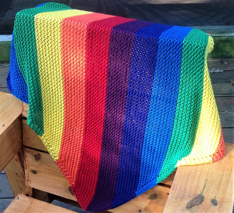 Rainbow Baby Blanket Hand Knit Striped Pima Cotton & Modal Etsy