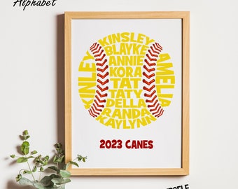 Customized Softball, Printable Digital Download, Thank You Gift for Coach, Softball Gift for Team, Baseball Gifts for Seniors, Girls, Boys