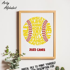 Customized Softball, Printable Digital Download, Thank You Gift for Coach, Softball Gift for Team, Baseball Gifts for Seniors, Girls, Boys