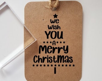 We Wish You a Merry Christmas Tree Rubber Stamp