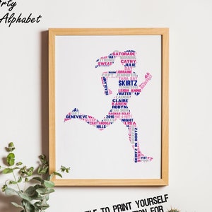 Lopercadeaus voor vrouwen, afdrukbare digitale download, kunstwerk marathonloper, fitnesscadeaus voor vrouwen, lopende verjaardag vrouw, loper meisje