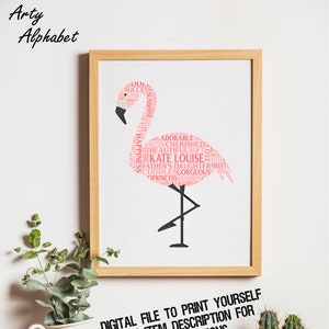 Personalised Flamingo Word Art Gift image 1