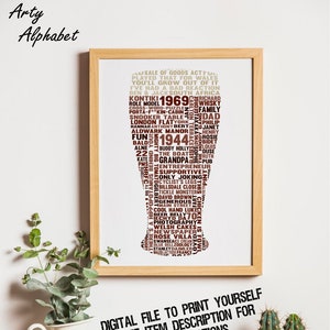 Personalised Pint of Beer Birthday Word Art Gift