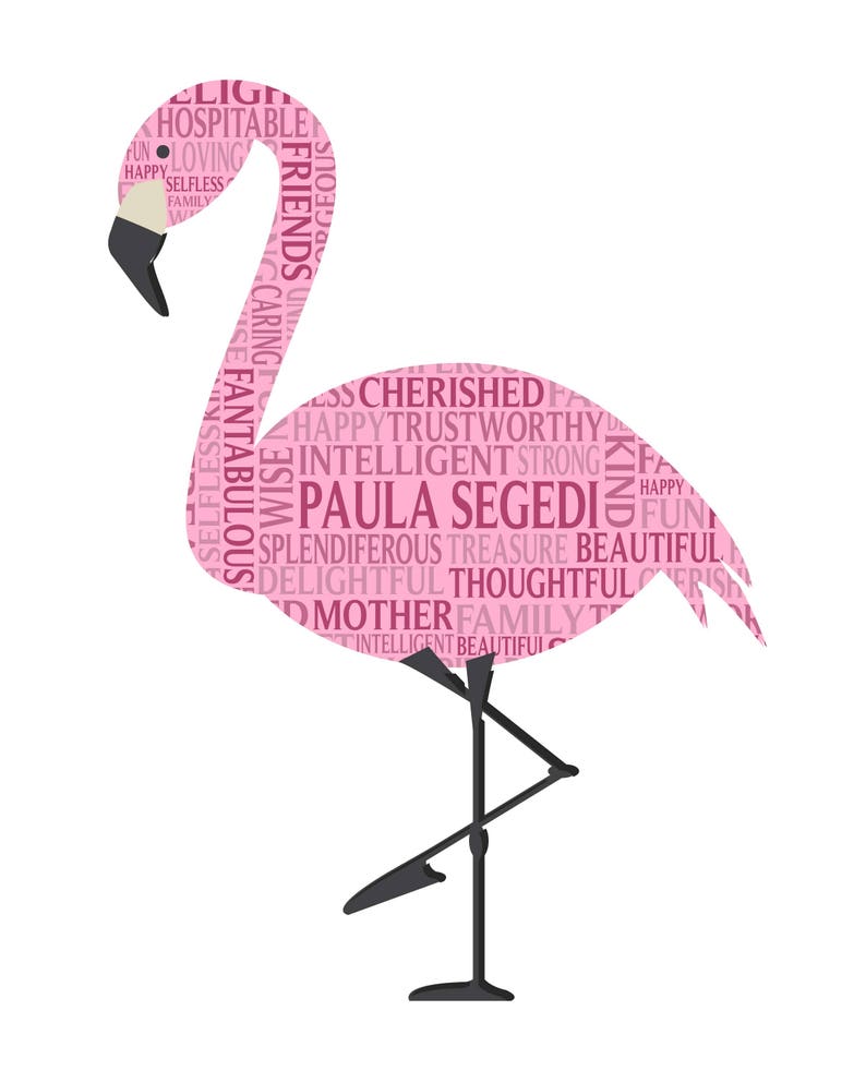 Personalised Flamingo Word Art Gift - Etsy