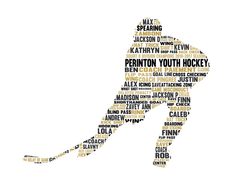 Personalised Ice Hockey Player Word Art Gift Etsy