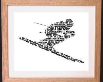 Personalised Skier Skiing Word Art Gift