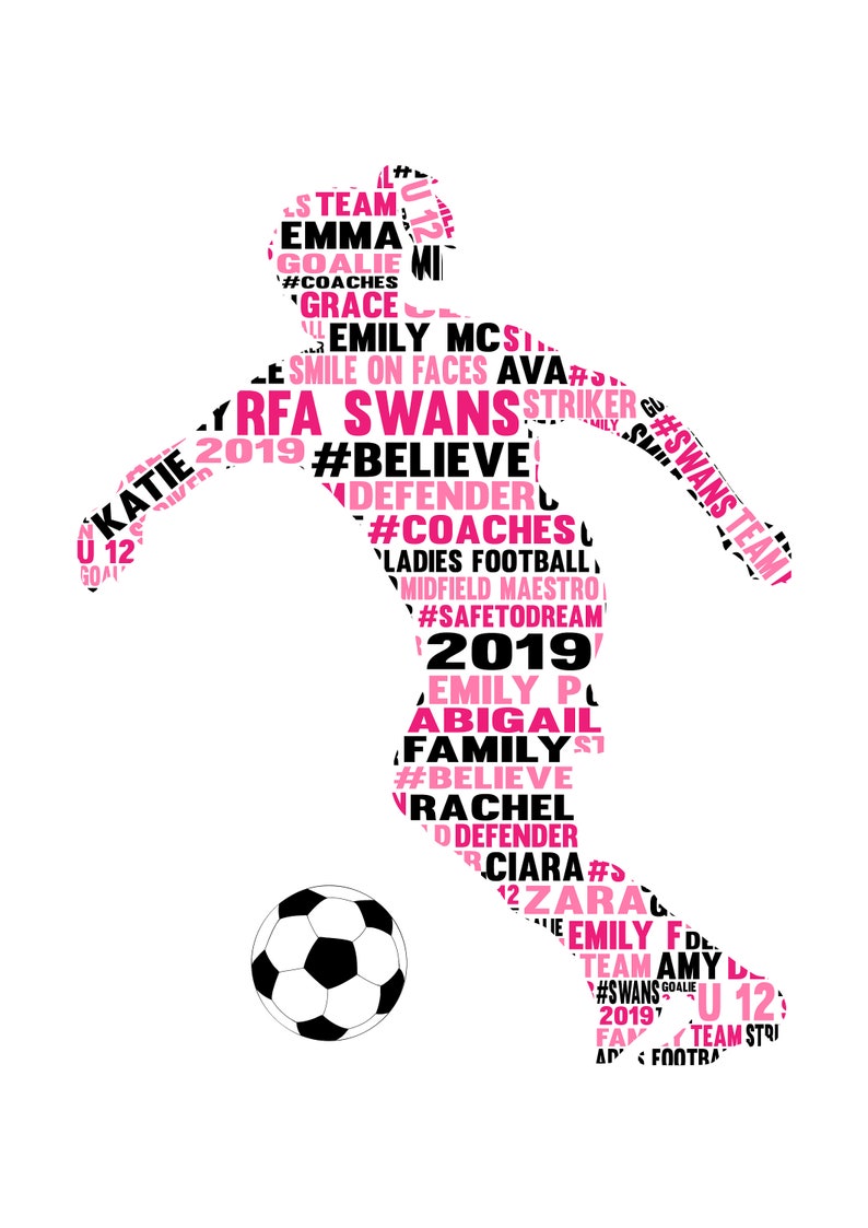 Personalised Ladies Football / Soccer Word Art Gift | Etsy UK
