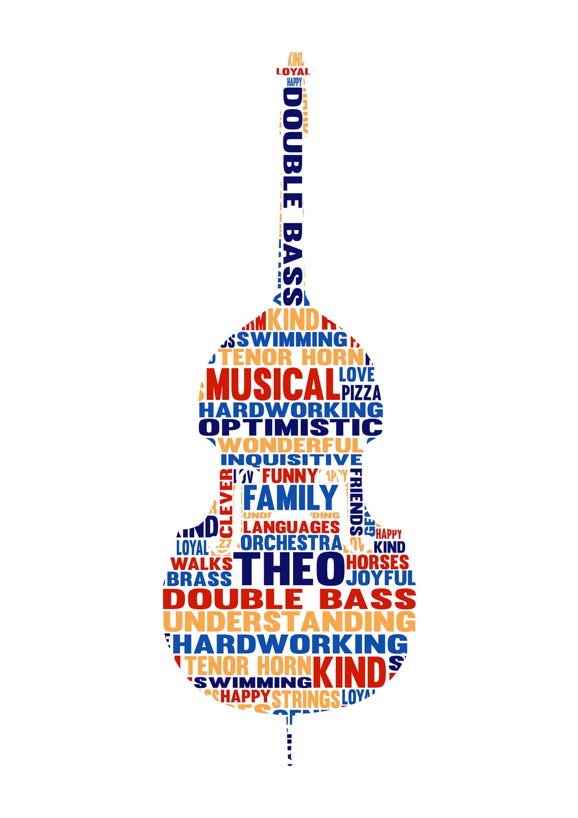 Personalised Double Bass Word Art Gift Etsy