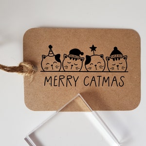 Merry Catmas, Sleepy Cats, Cardmaking, Gift Tags, Christmas Crafts, Rubber Stamp, Scrapbooking, Gift for Crafter, Stationary Addict