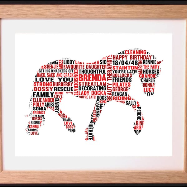 Personalised Horse Shaped Word Art Gift