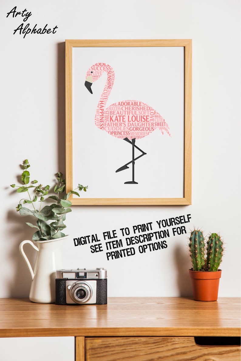 Personalised Flamingo Word Art Gift image 1