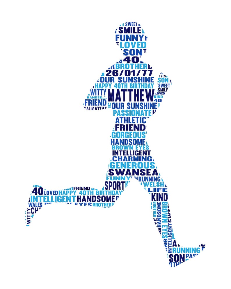 Personalised Male Runner Word Art Gift Etsy UK