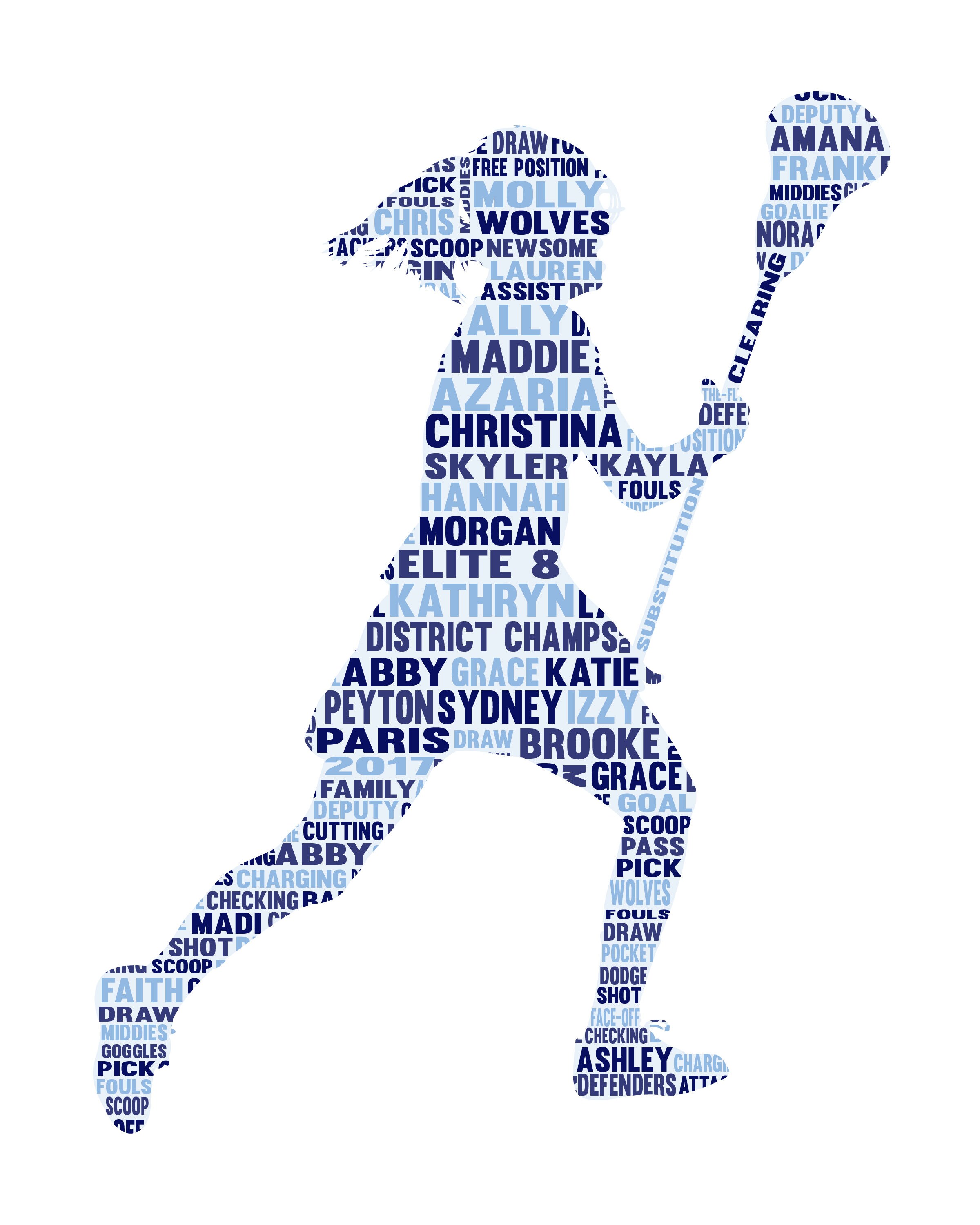 Personalised Female Lacrosse Word Art Gift Etsy UK