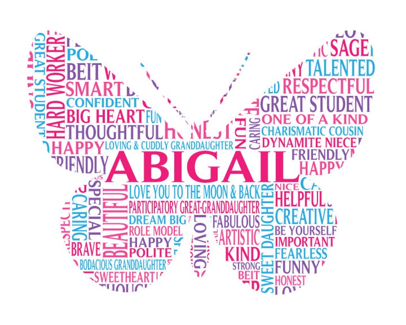 Personalised Butterfly Word Art Gift | Etsy
