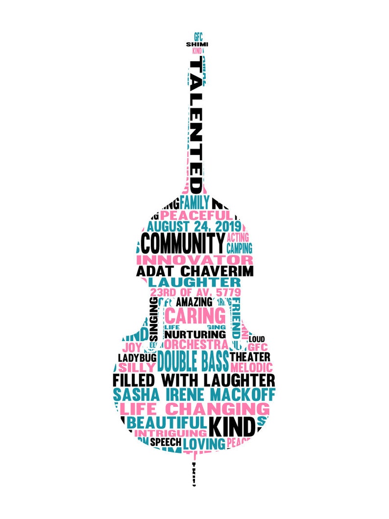 Personalised Double Bass Word Art Gift Etsy