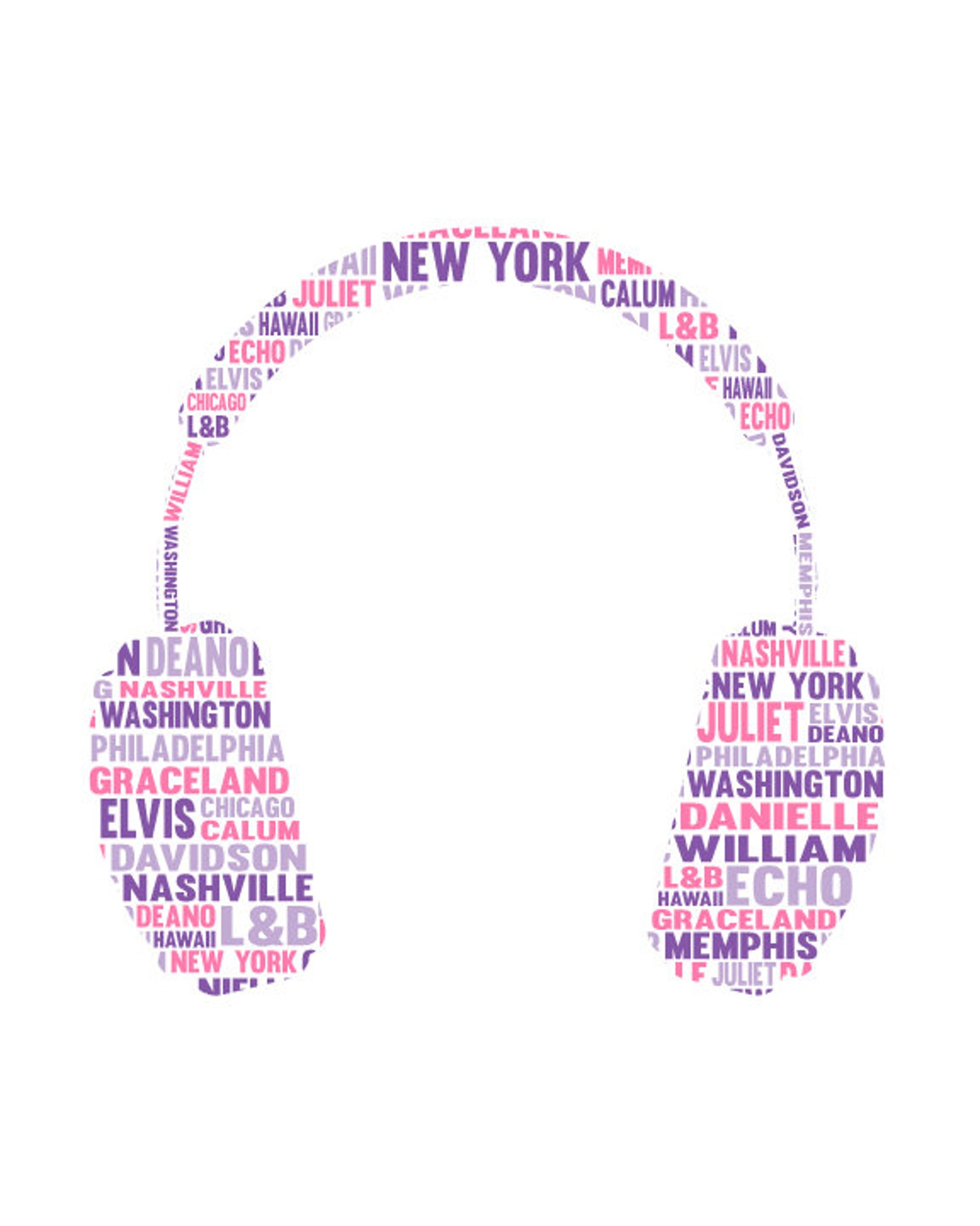 Personalised Headphones Word Art Gift Etsy UK