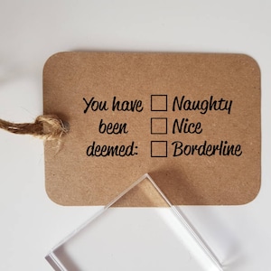 You have been deemed: Naughty Nice Borderline Rubber Stamp
