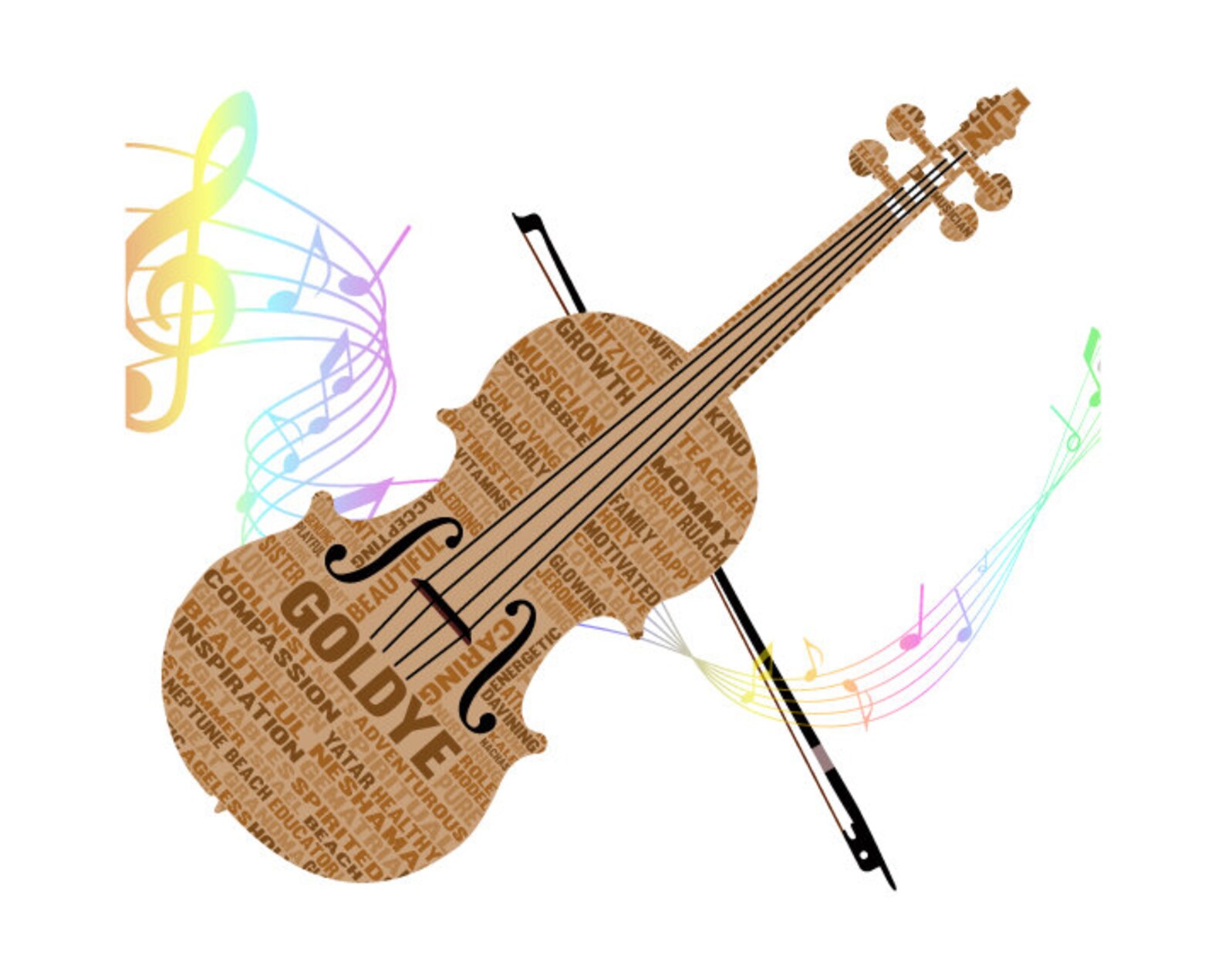 Personalised Violin Word Art Gift Music / Teacher Etsy