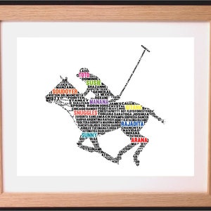 Regalo personalizzato con scritta &quot;Word Art&quot; raffigurante un cavallo da polo