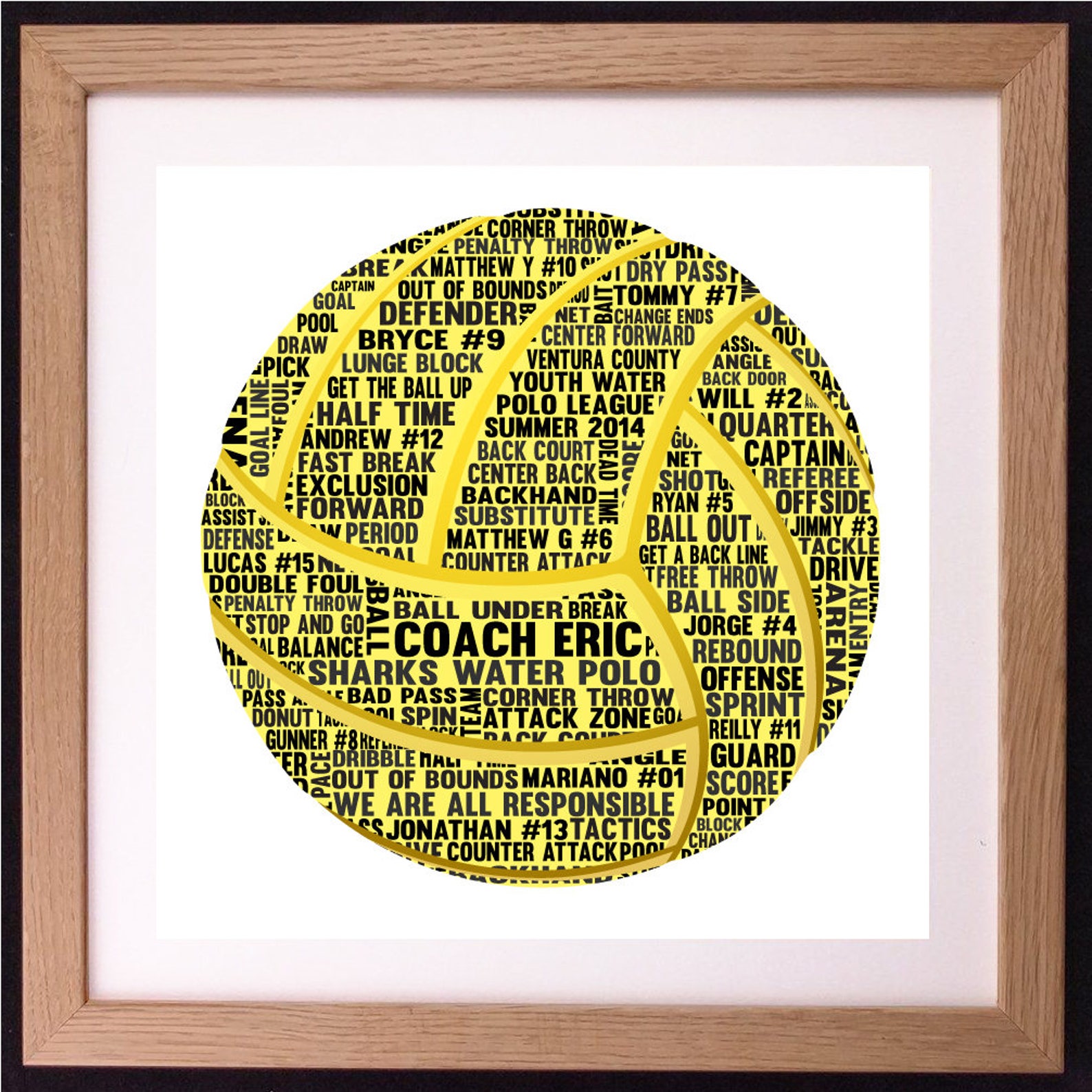 Personalised Water Polo Word Art Gift Etsy