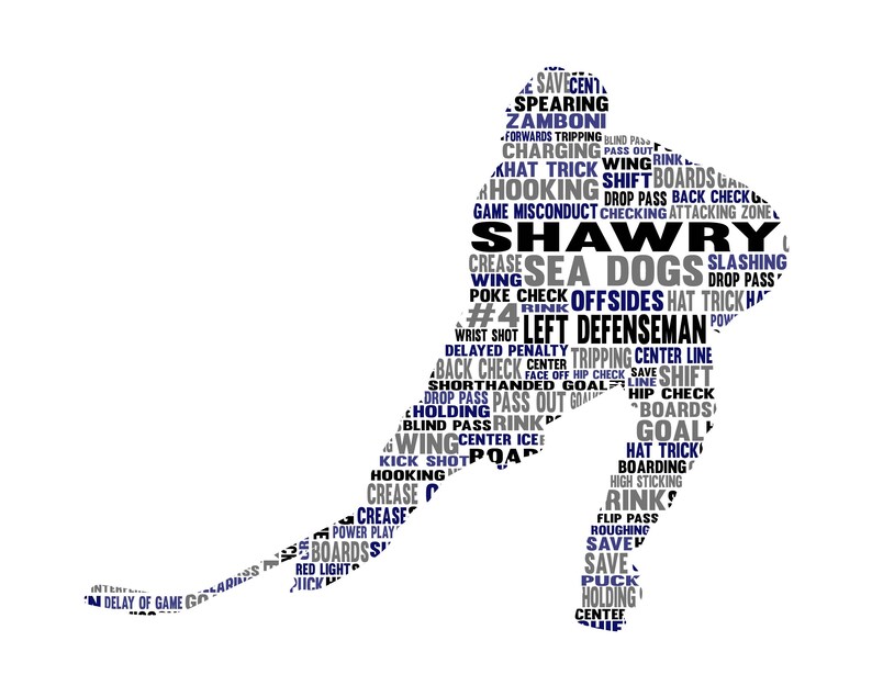 Personalised Ice Hockey Player Word Art Gift Etsy