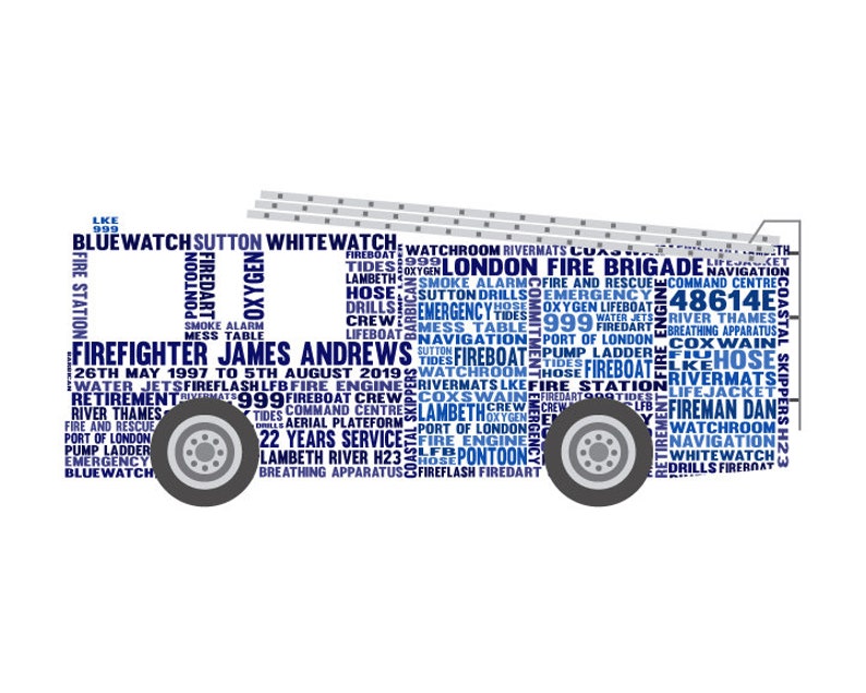 Personalised Fire Engine Word Art Gift - Etsy