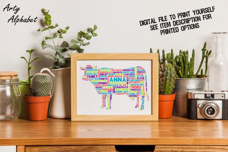 Personalised Cow Word Art Gift