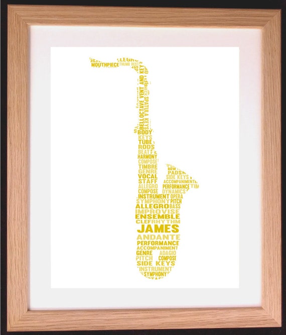 Personalised Saxophone Word Art Gift Etsy