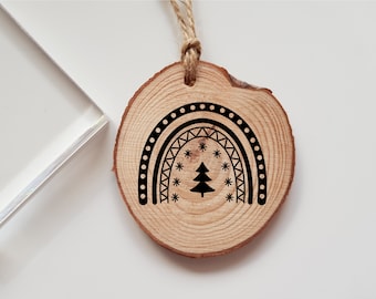 Christmas Tree, Rainbow Christmas, Scandi Norvic Boho Christmas, Rubber Stamp