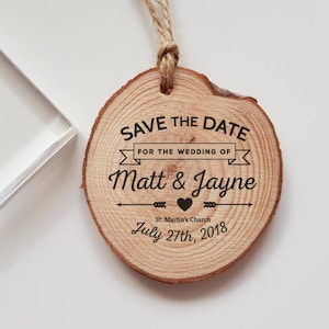 Wedding Save the Date Rubber Stamp with Names and Date
