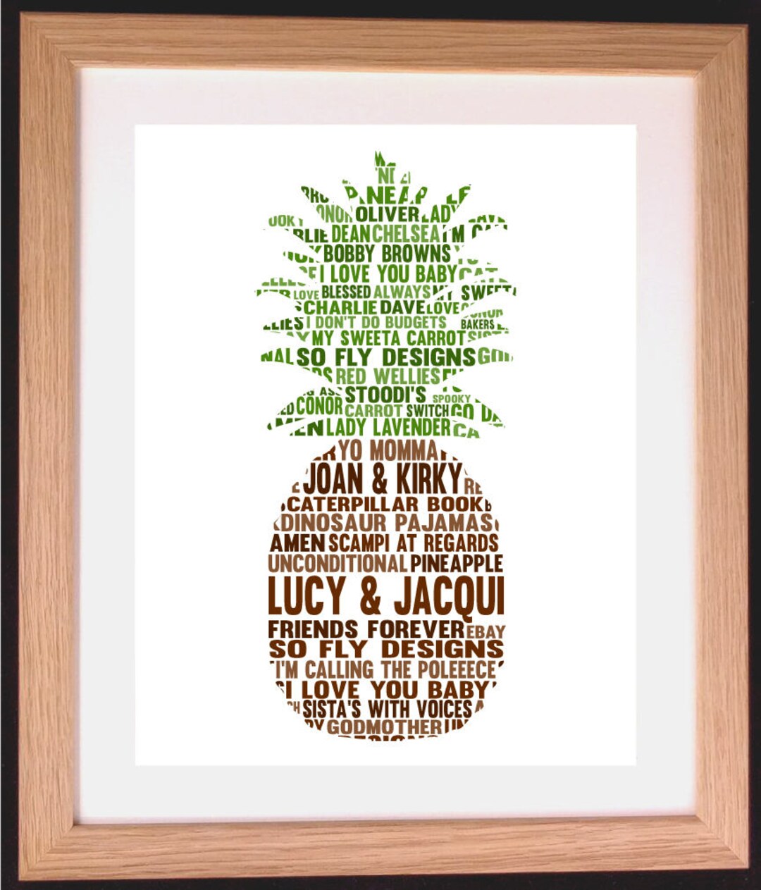 Personalised Pineapple Word Art Gift Etsy