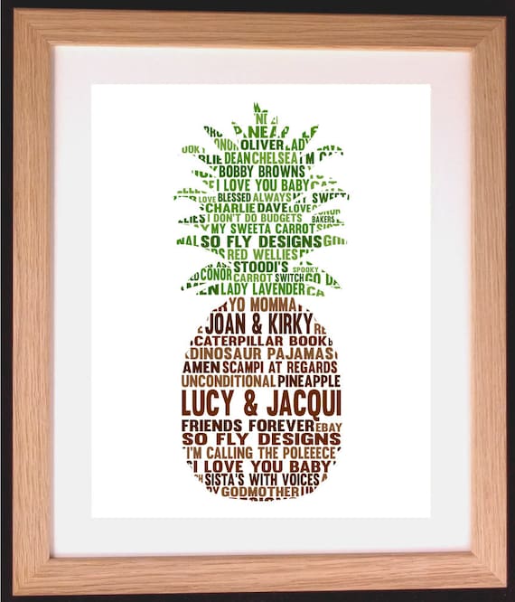 Personalised Pineapple Word Art Gift Etsy UK